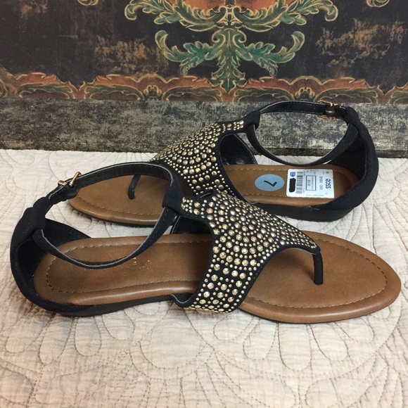 Black Studded Sandals Size 7 - Picture 4 of 7